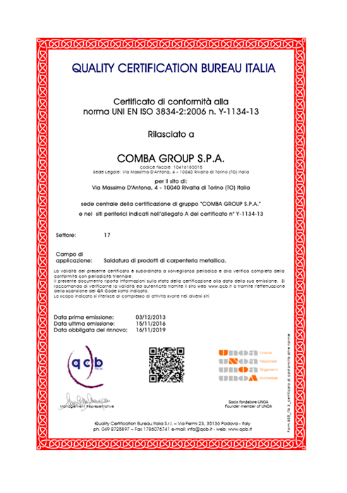 Quality certification Bureau Italia