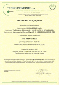 Certificazione ISO 3834-2:2021