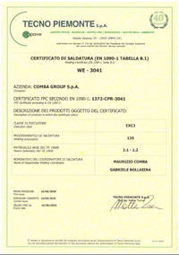 Certificazione EN 1090-1:2009+A1:2011